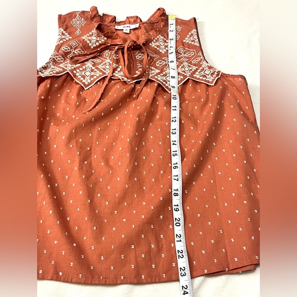 Mine for Anthropologie Women’s Terracotta Sleeveless Blouse Shirt Top Medium - Picture 7 of 16